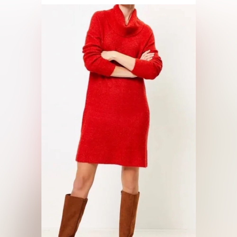 Beautiful NEW LOFT Red Sweater Dress with Cowl Neck - Size XSmall Petite